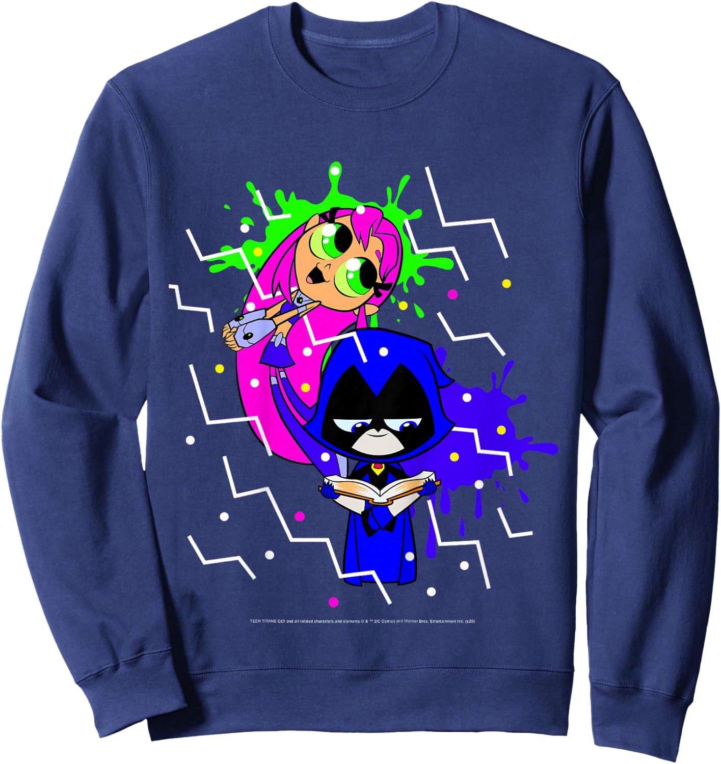 Kids DC Comics Teen Titans Go! Raven & Starfire Paint Splatter Sweatshirt - Sweatshirt | Navy