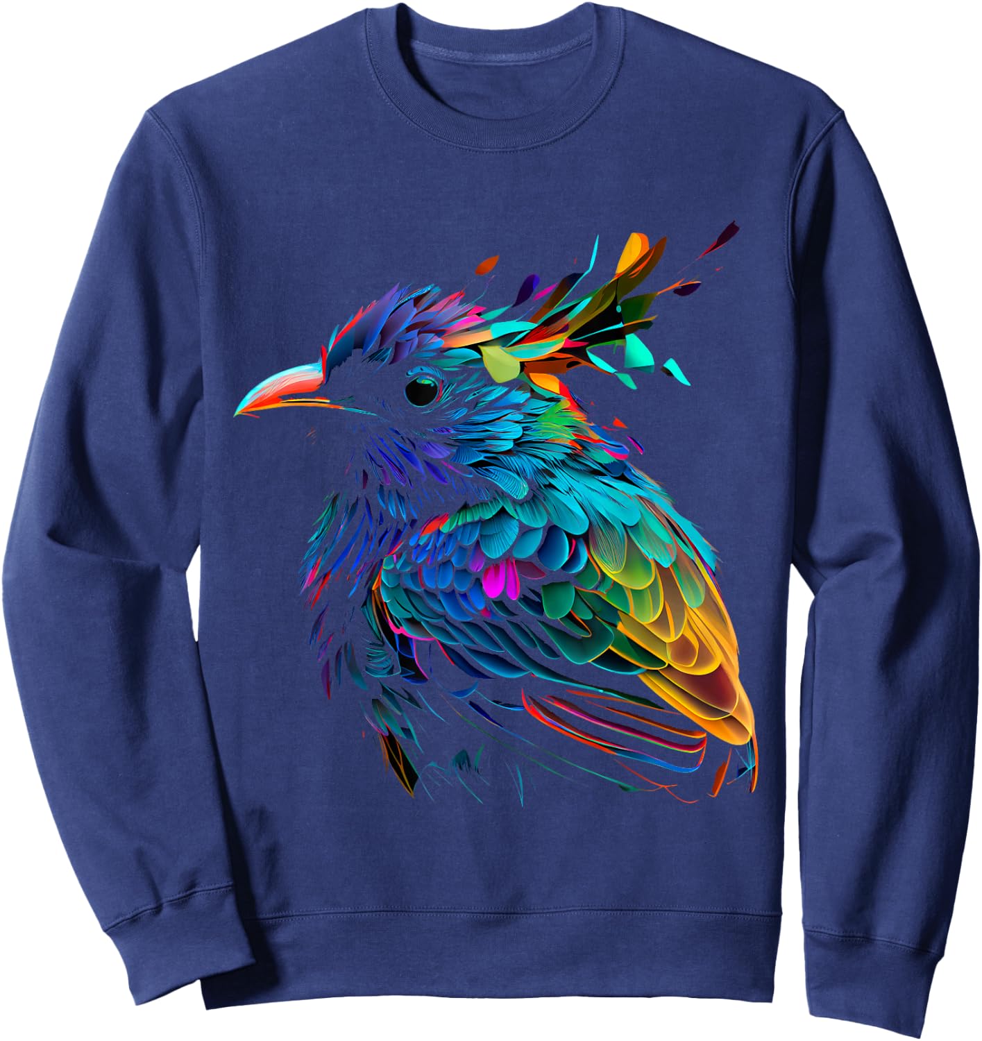 Colorful Abstract Bird Art Colorful Feathers Sweatshirt - Sweatshirt | Navy