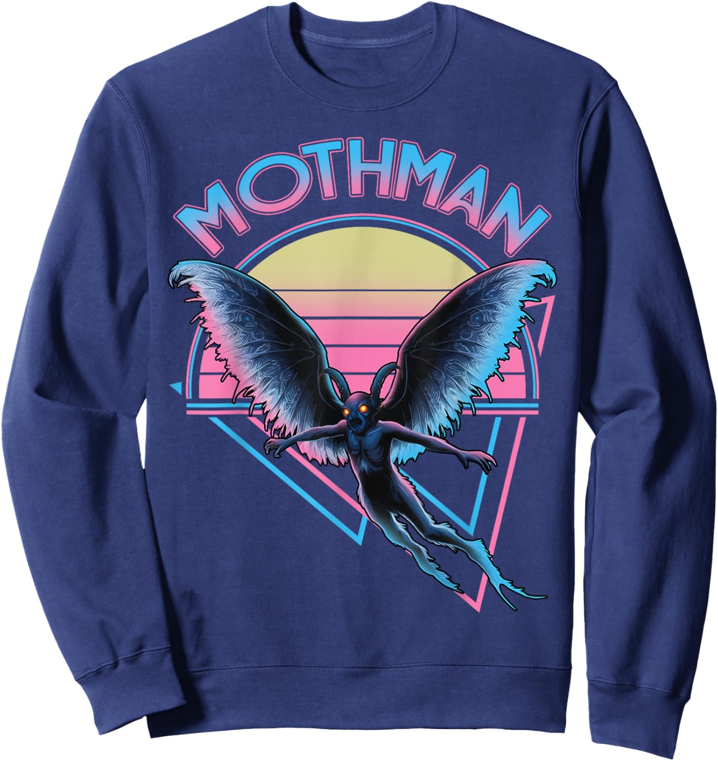 Mothman Vaporwave Cryptozoology Retro Vintage Cryptid Sweatshirt - Sweatshirt | Navy