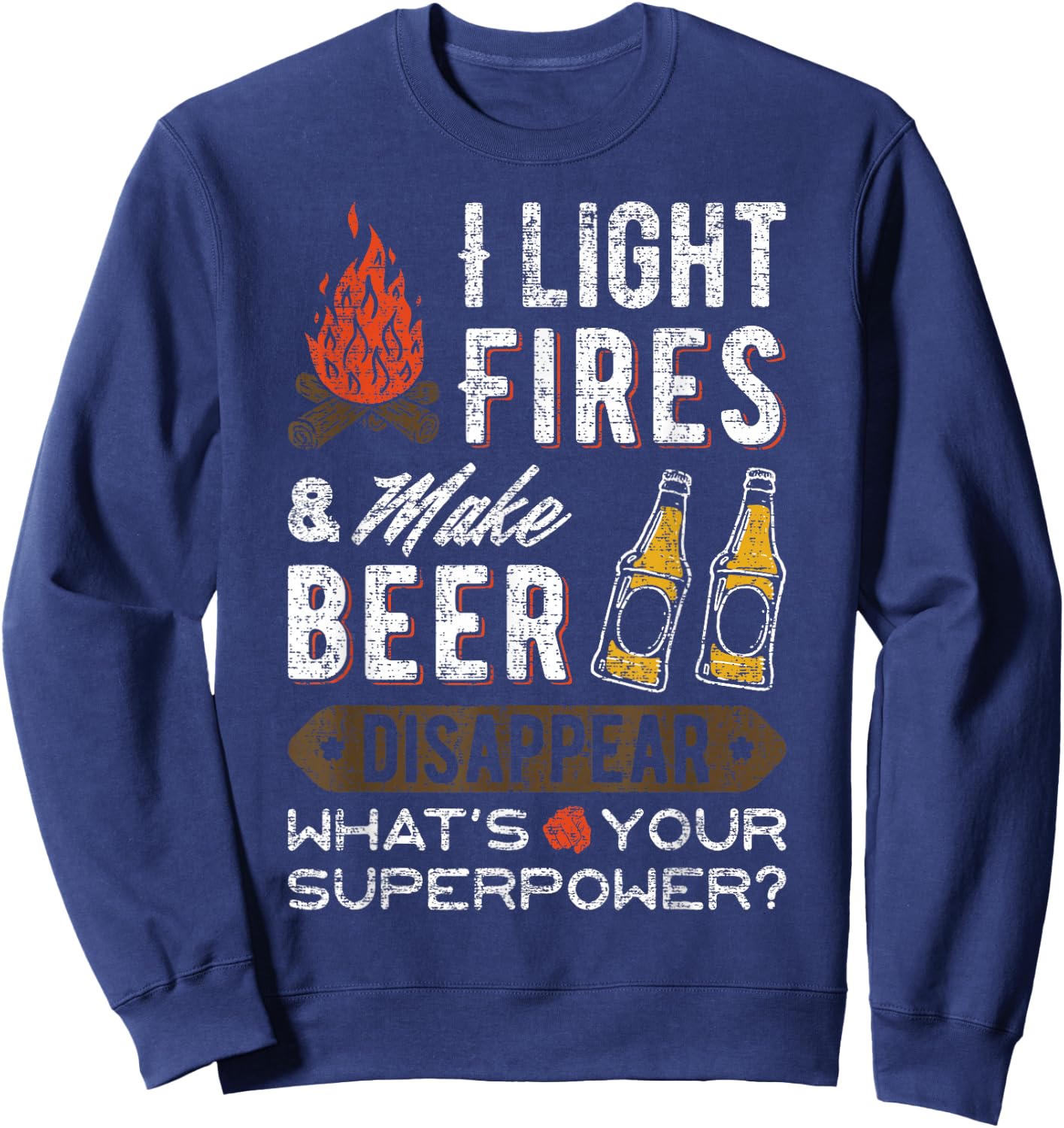 Funny Camper Gift Happy Camping Beer Lover Camp Vacation Sweatshirt - Sweatshirt | Navy