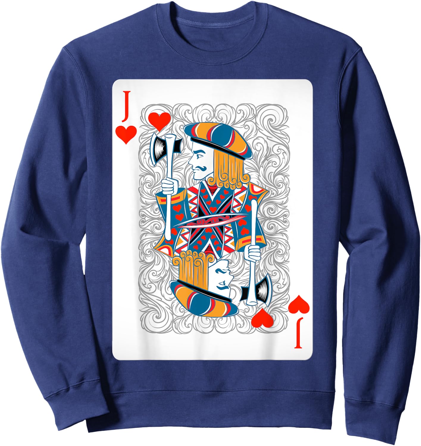 Jack Of Hearts Playing Cards Shirt Easy Halloween Costume Sweatshirt - Sweatshirt | Navy