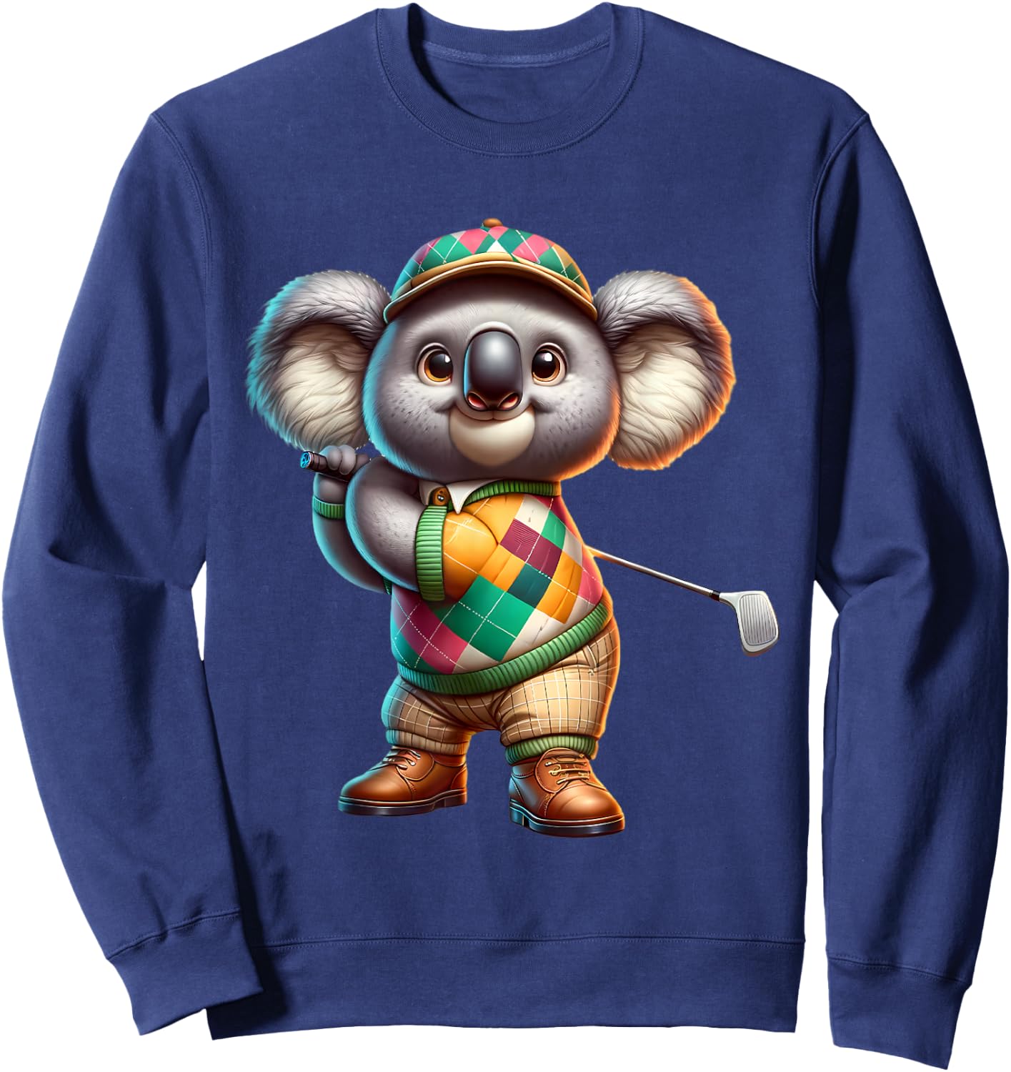 Cute Koala Play Golf Golfer Golfing Sport Men Women Kids Sweatshirt - Sweatshirt | Navy