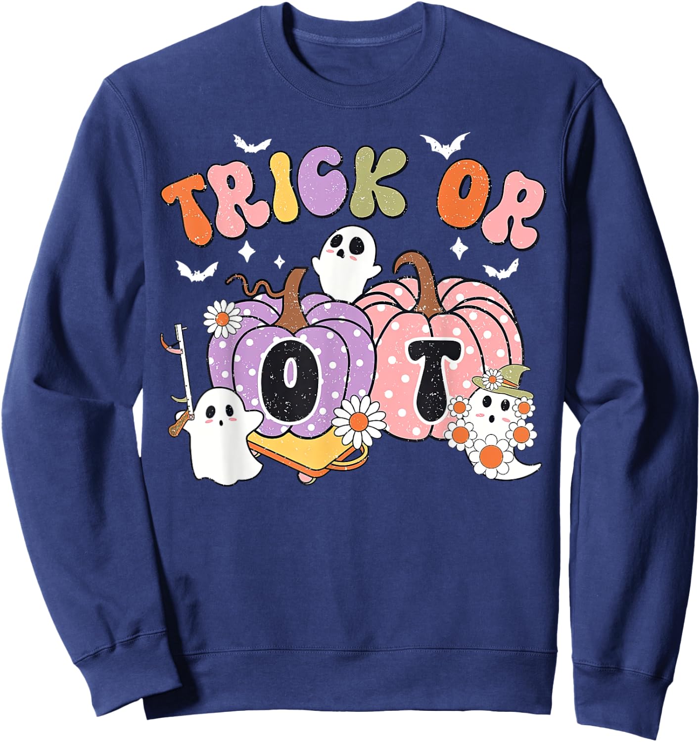 Trick Or OT Pumpkin Ghost Occupational Therapy Halloween Sweatshirt - Sweatshirt | Navy
