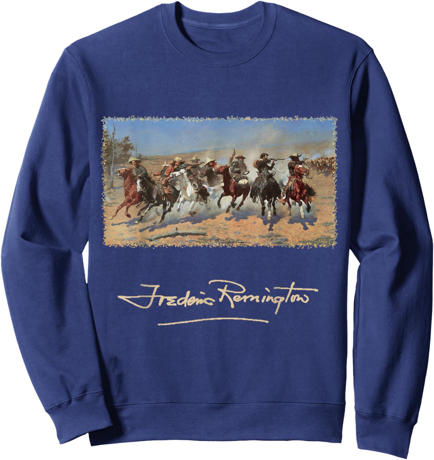 A Dash for Timber by Frederic Remington, Cowboys Sweatshirt - Sweatshirt | Navy