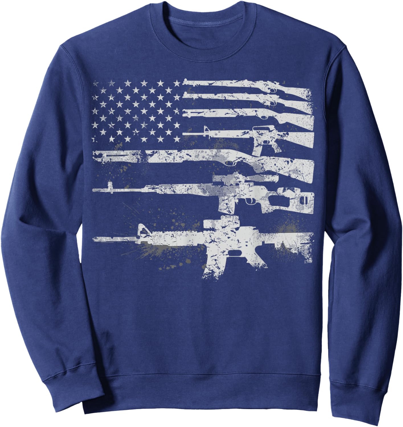 Gun Women Machine Guns USA Flag 2A Gifts Sweatshirt - Sweatshirt | Navy