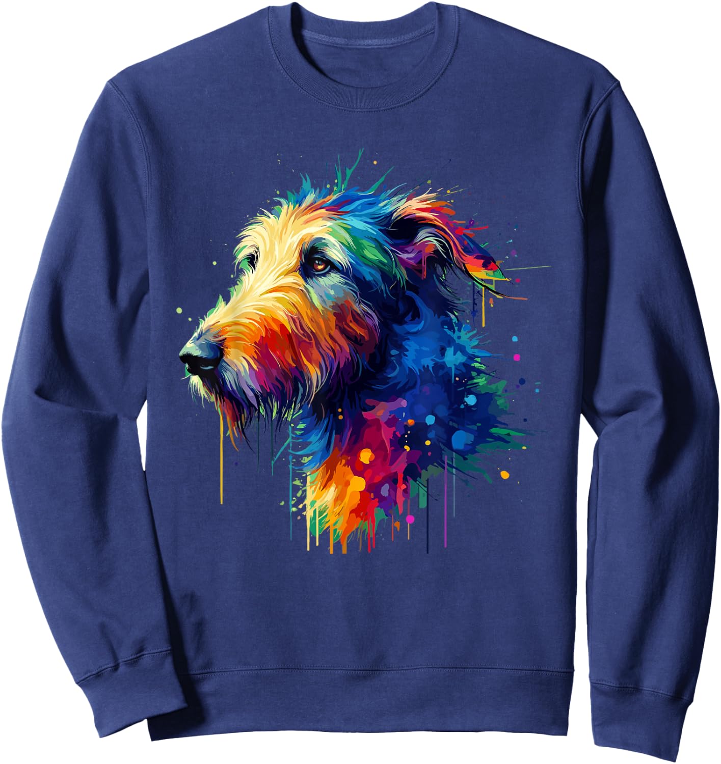 Colorful Splash Art Irish Wolfhound Sweatshirt - Sweatshirt | Navy
