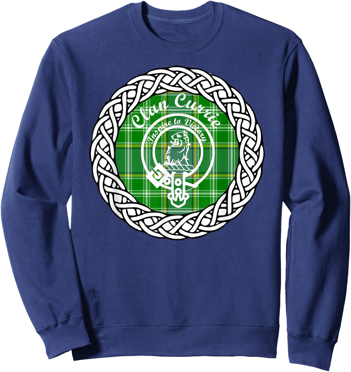 Clan Currie surname last name Scottish Tartan Crest Sweatshirt - Sweatshirt | Navy