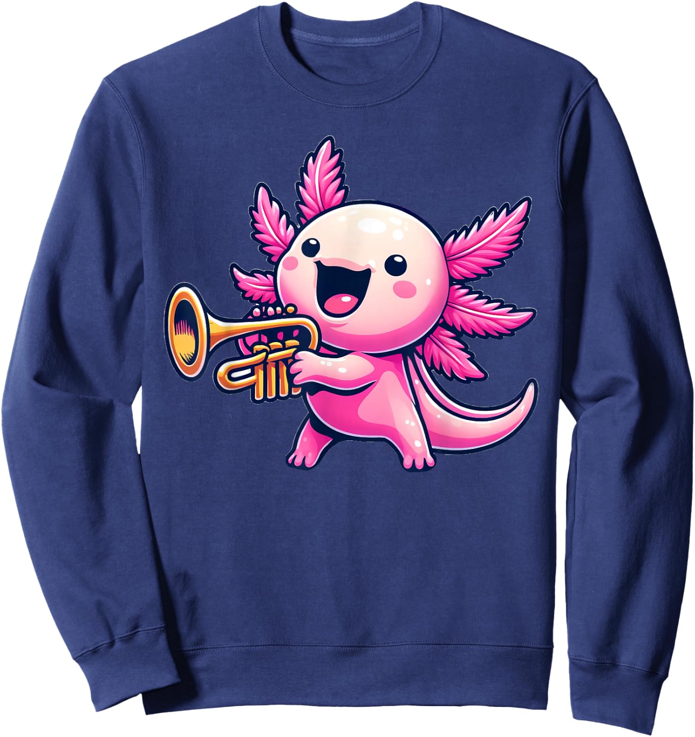 Axolotl Playing Trumpet Axolotls Musician Music Sweatshirt - Sweatshirt | Navy