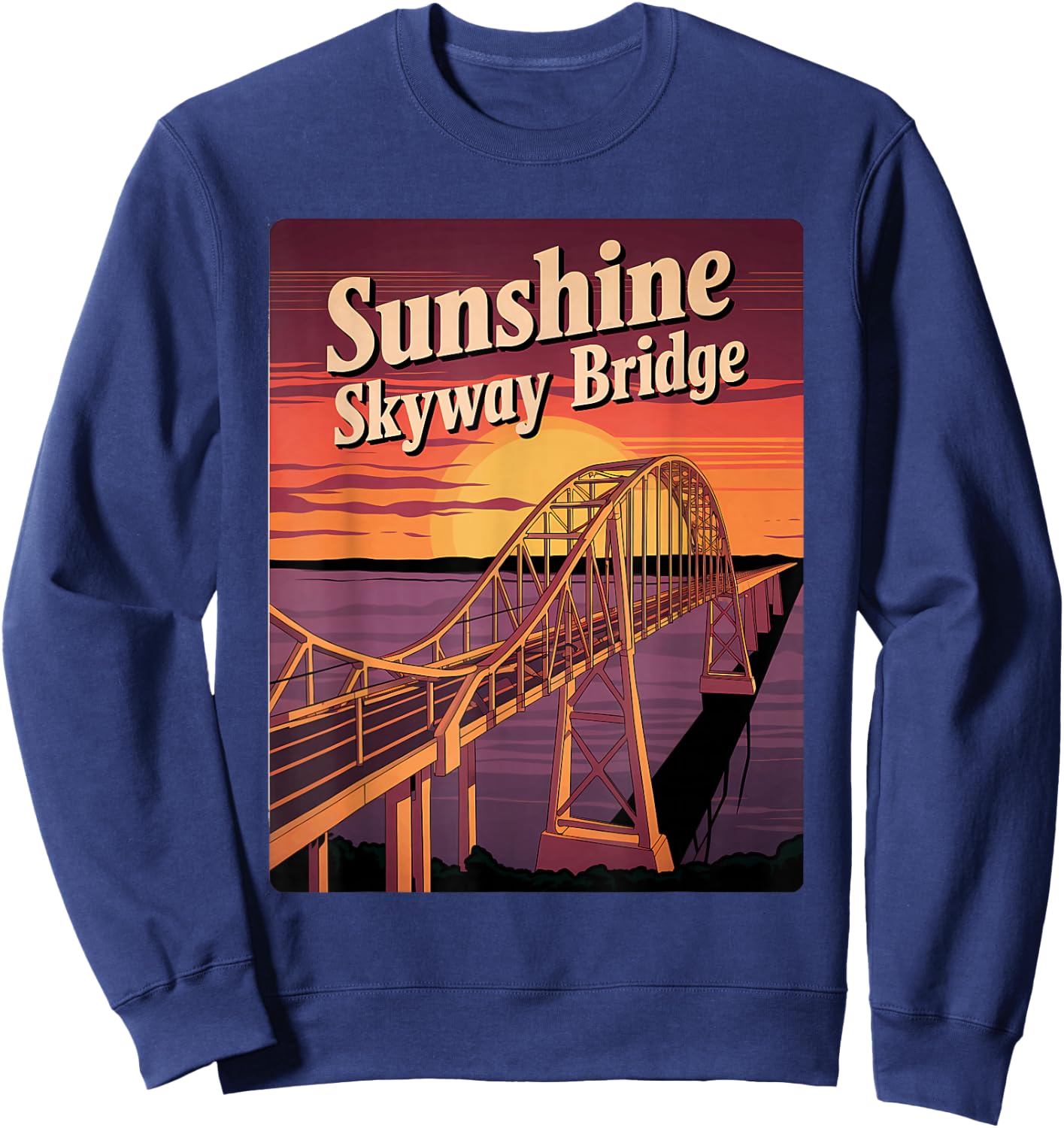 Vintage Sunshine Skyway Bridge Memento Tampa Bay Landmark Sweatshirt - Sweatshirt | Navy