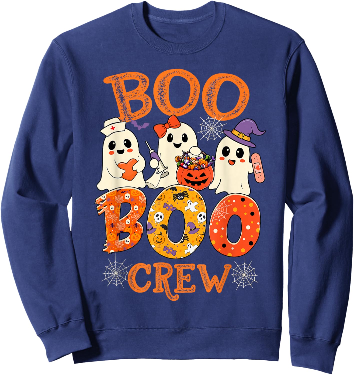 Nurse Boo Crew Funny Ghost Halloween Spooky Costume Nurse Sweatshirt - Sweatshirt | Navy
