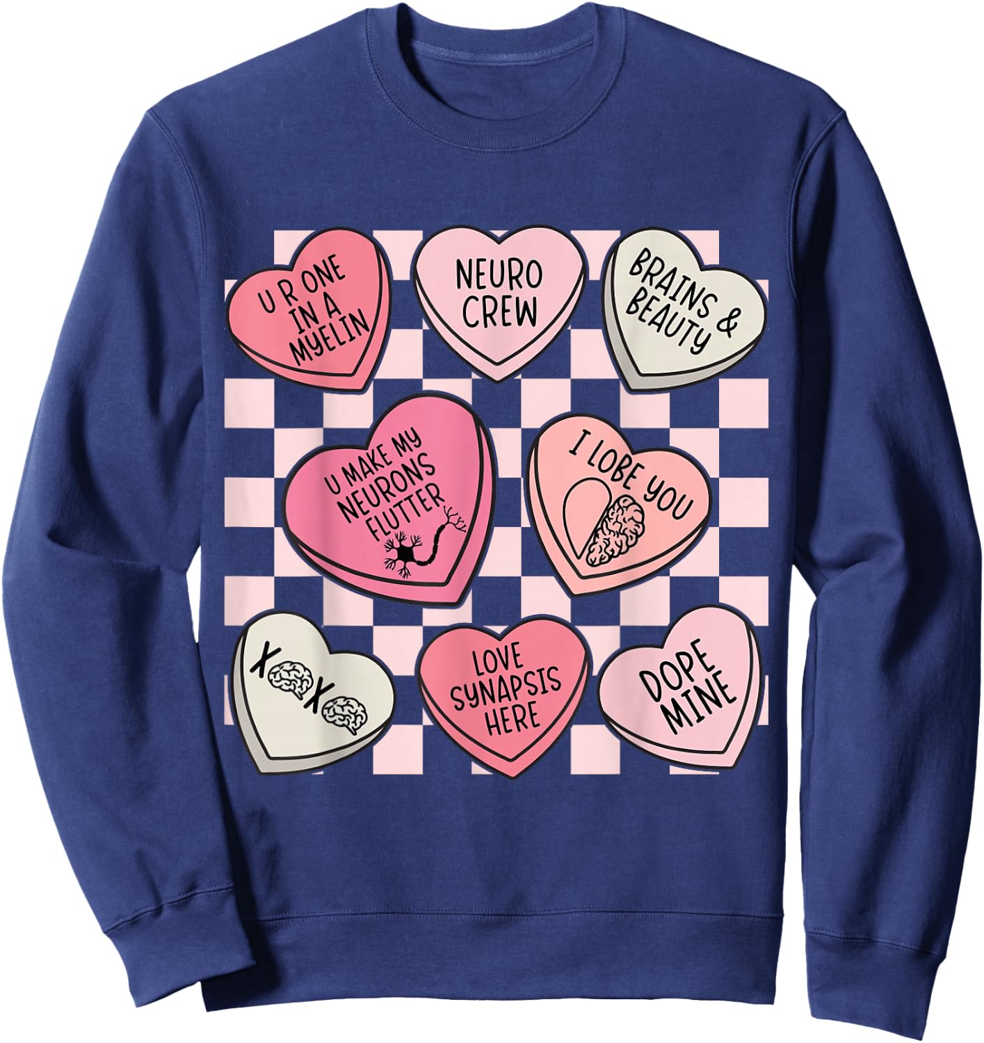 Neurology Nursing Valentines Neuro Nurse Neurologist Brain Sweatshirt - Sweatshirt | Navy