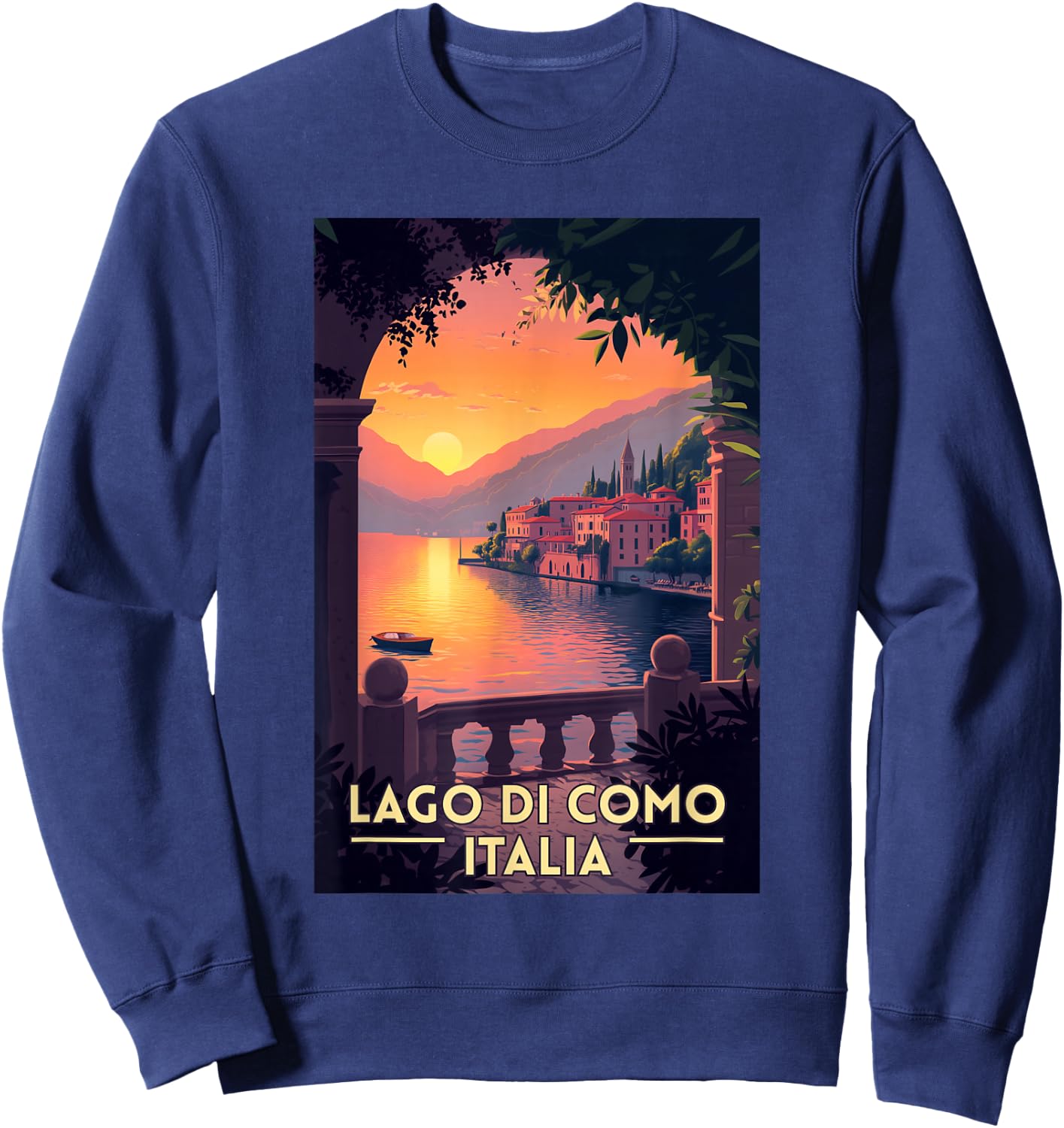 Lake Como Lago di Como Italy Souvenir Retro Sweatshirt - Sweatshirt | Navy