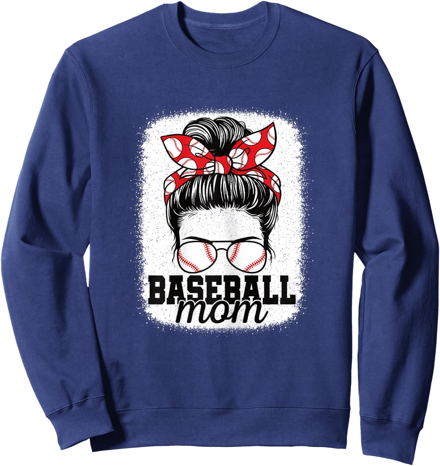 Cute Baseball Mom Messy Bun Mommy Baseball Player Women Sweatshirt - Sweatshirt | Navy