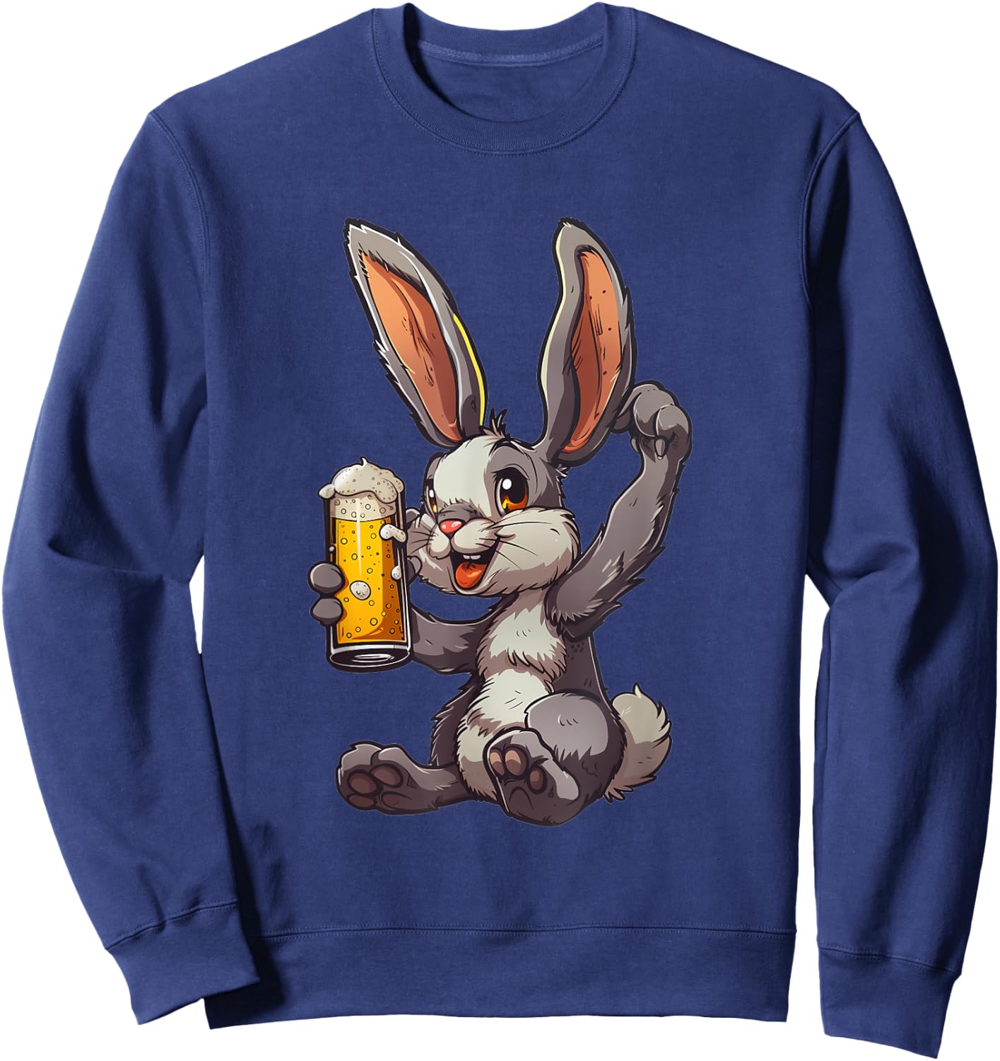 Easter Bunny Drinking a Cold Beer 's Day Sweatshirt - Sweatshirt | Navy