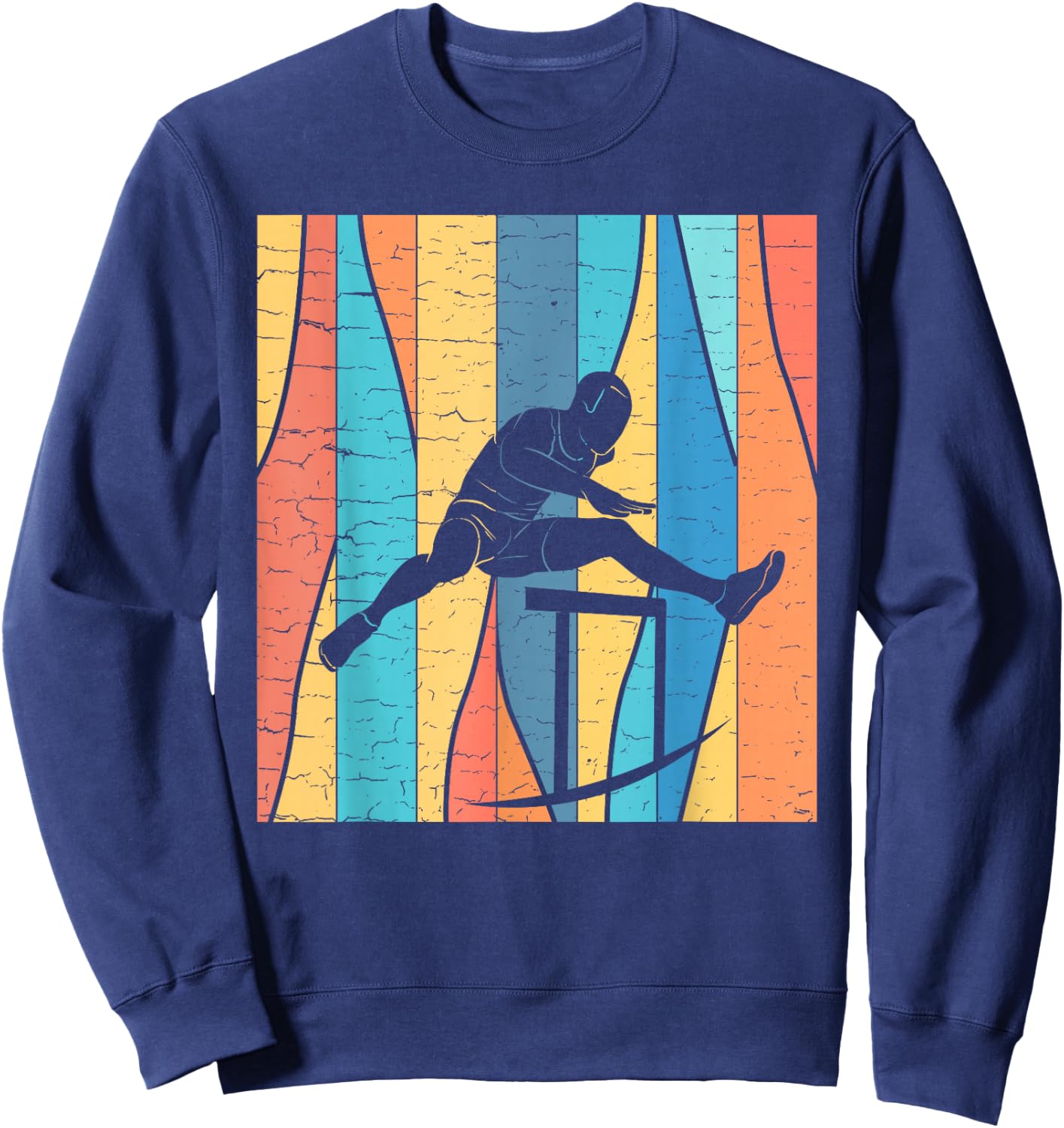 Retro Vintage Design Hurdles | Track And Field Sweatshirt - Sweatshirt | Navy