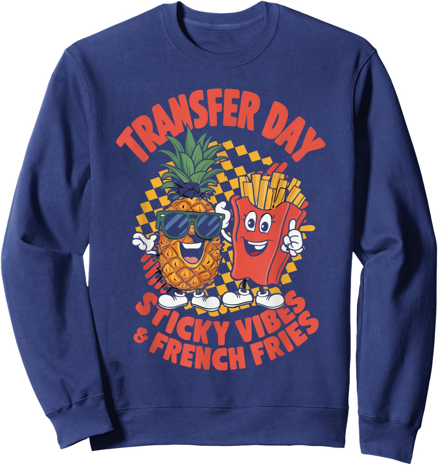 Groovy Transfer Day Sticky Vibes IVF Couple Embryo Sweatshirt - Sweatshirt | Navy