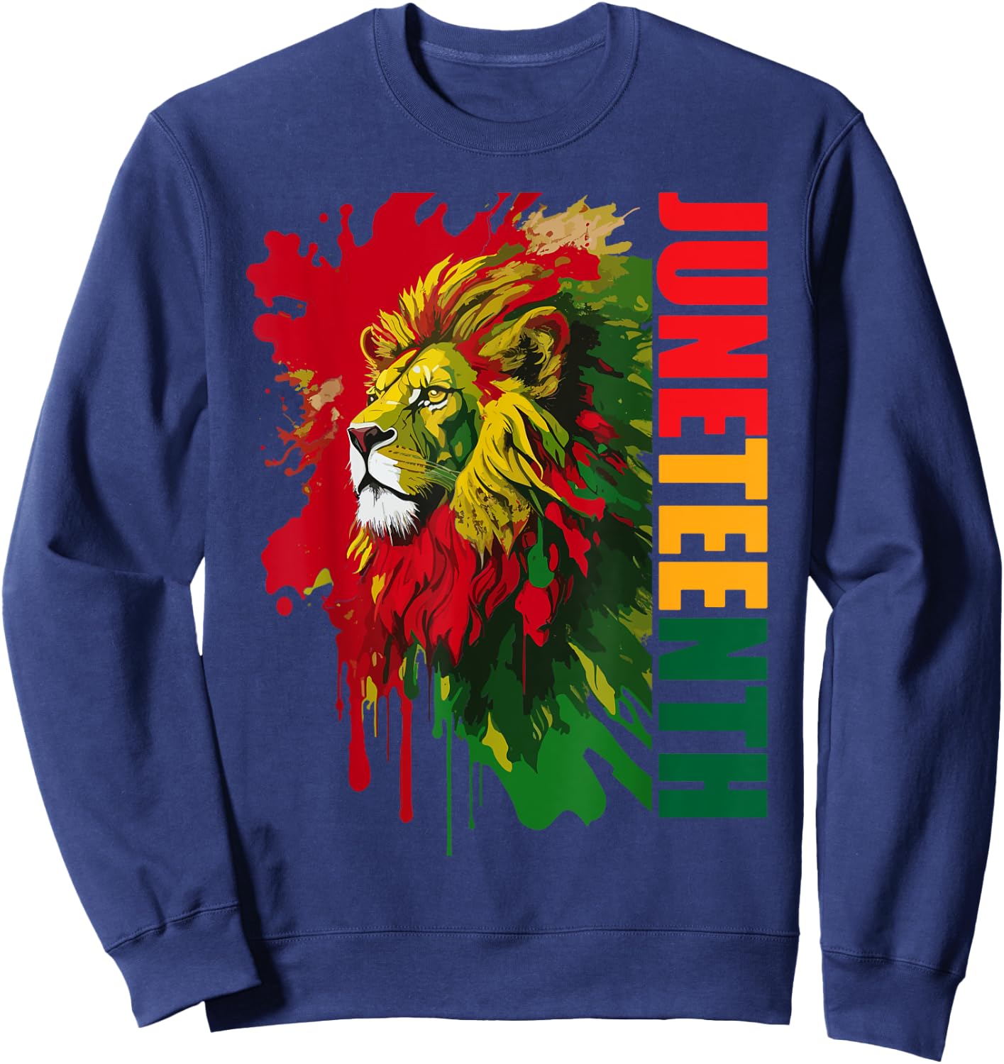 Lion Juneteenth men women African American black lion 1865 Sweatshirt - Sweatshirt | Navy