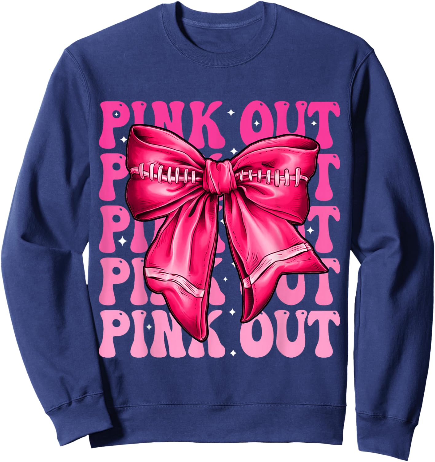 Pink Out Breast Cancer Football Coquette Bow Mom Girls Women Sweatshirt - Sweatshirt | Navy