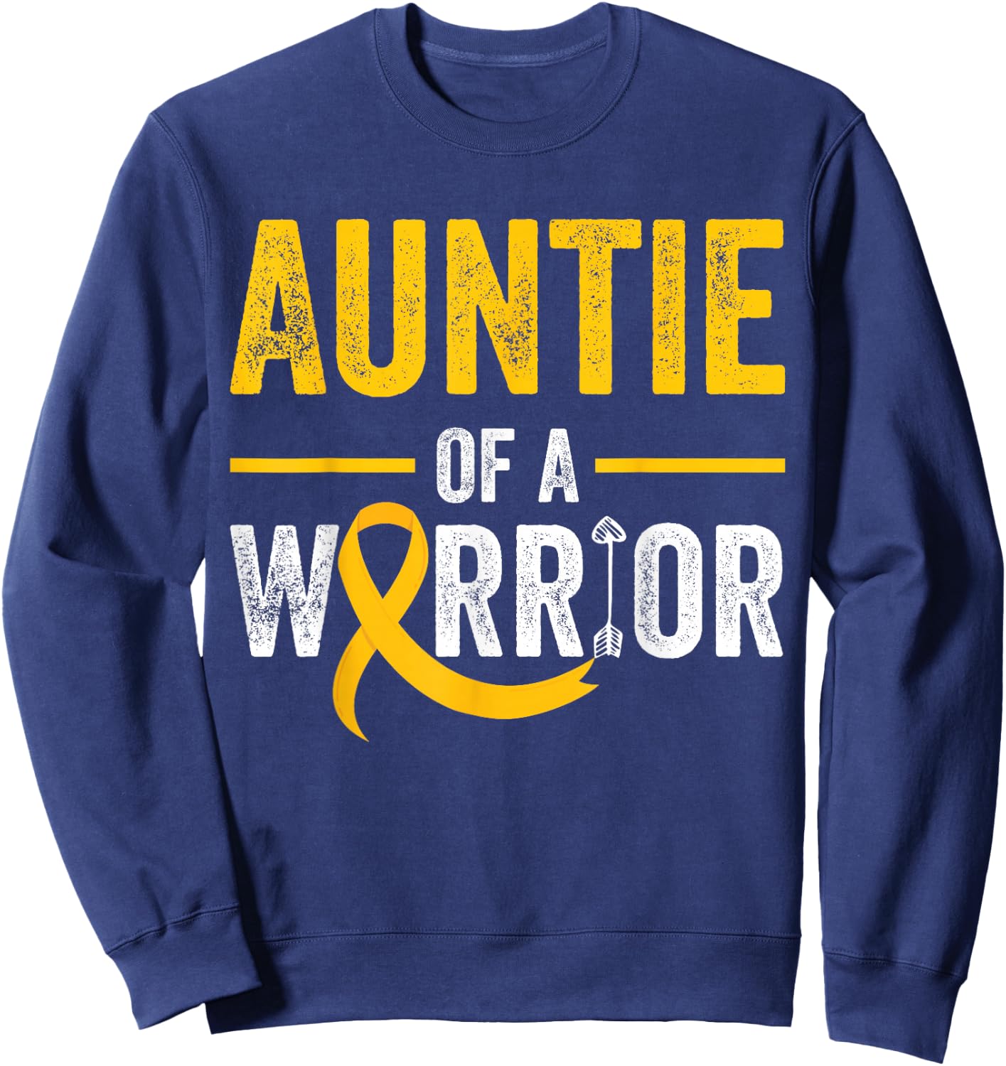 Auntie Of A Warrior Childhood September Cancer Awareness Sweatshirt - Sweatshirt | Navy