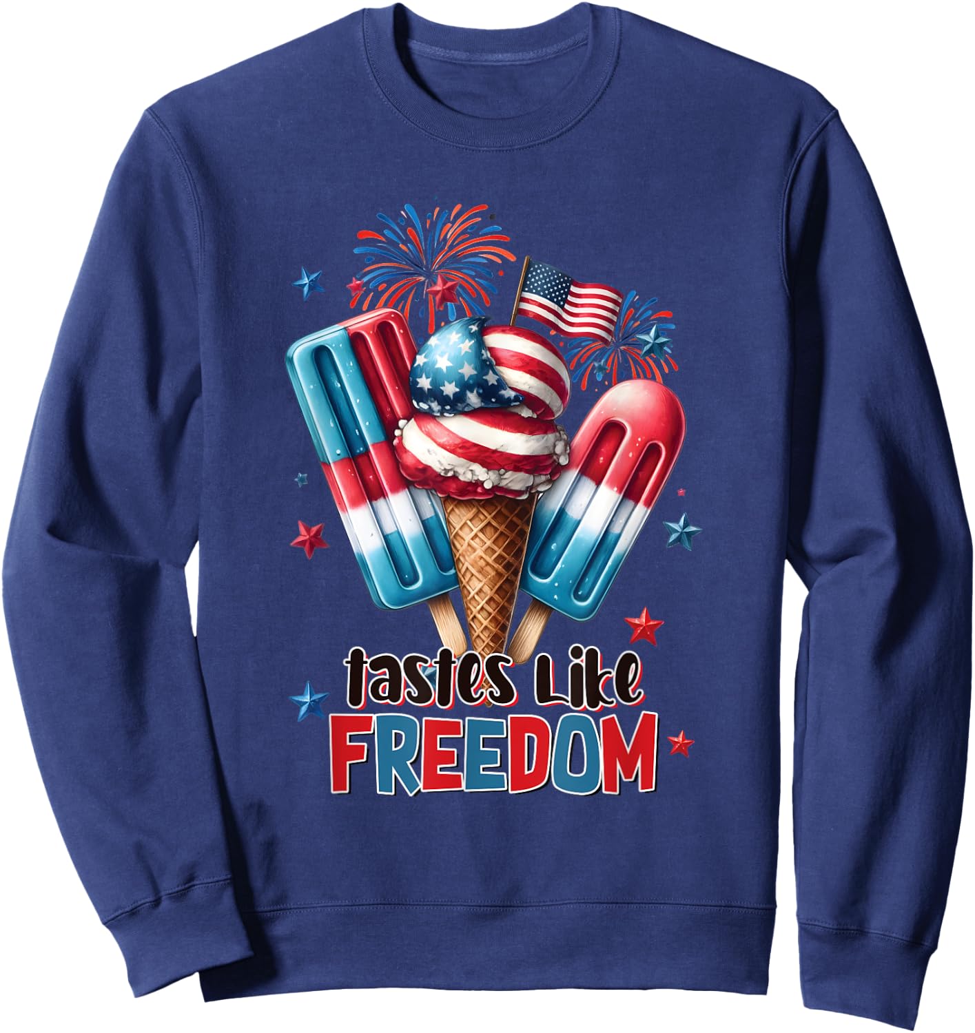 Funny Ice ice baby Cream Cone American flag usa 4th of July Men Sweatshirt - Sweatshirt | Navy