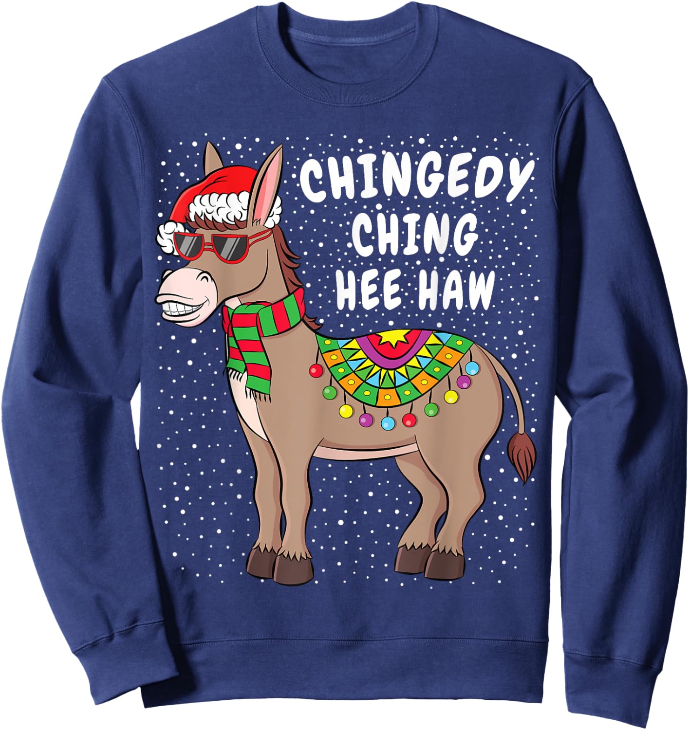 Christmas Donkey Funny American Italian Xmas Gift Sweatshirt - Sweatshirt | Navy