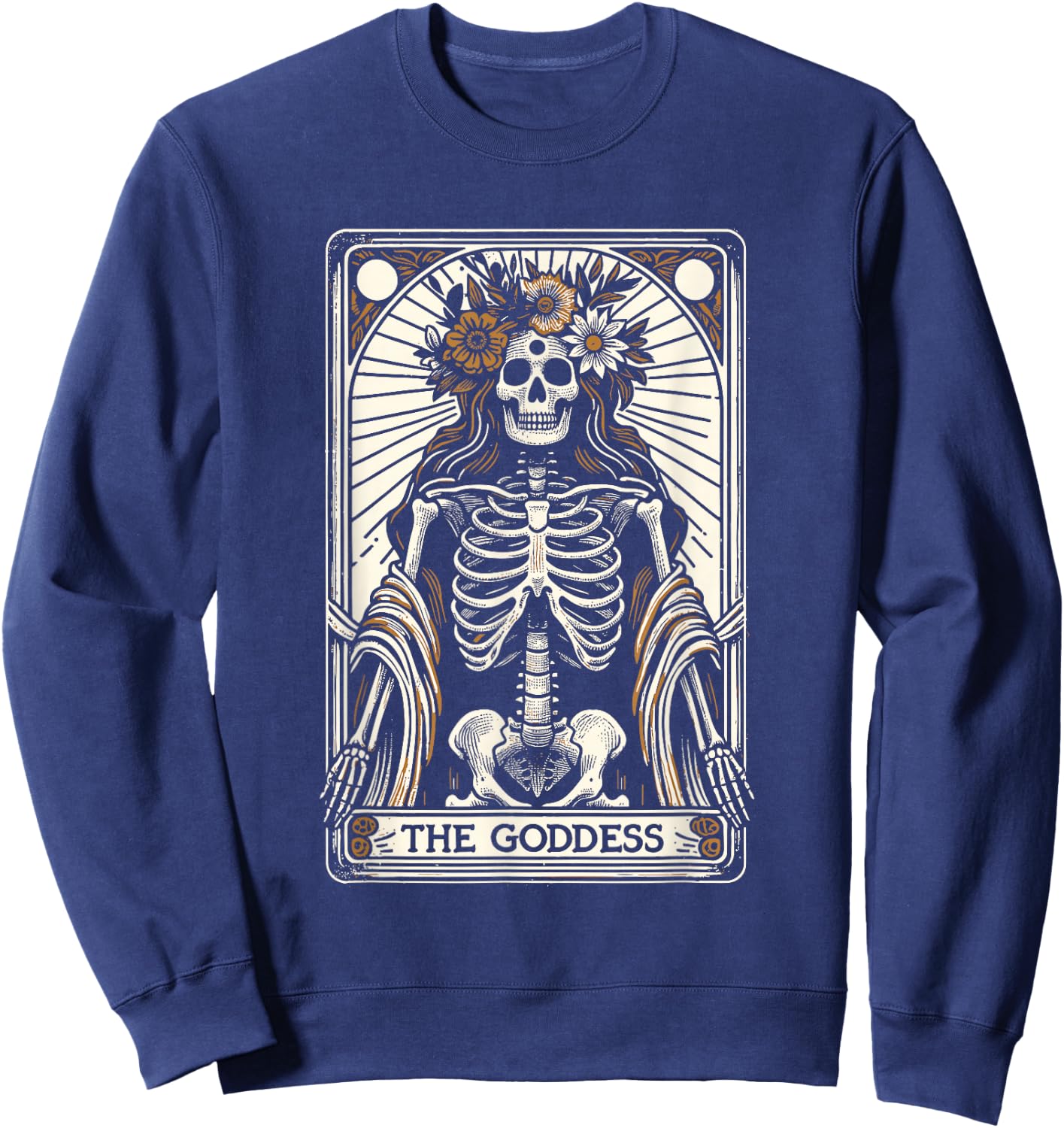 Tarot Card Goth Occult Gifts & Accessories -Youth Black Modern Gothic The Goddess Small Sweatshirt - Sweatshirt | Navy
