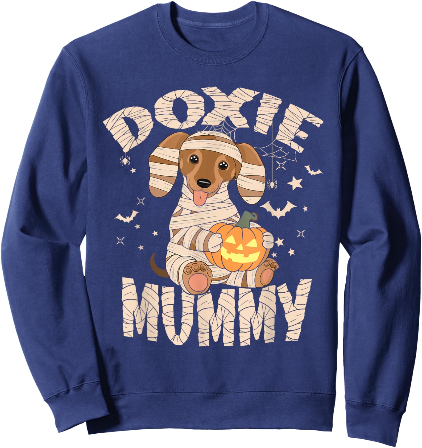 Dachshund Dog Lover Lazy Halloween Costume Doxie Mummy Women Kids Sweatshirt - Sweatshirt | Navy