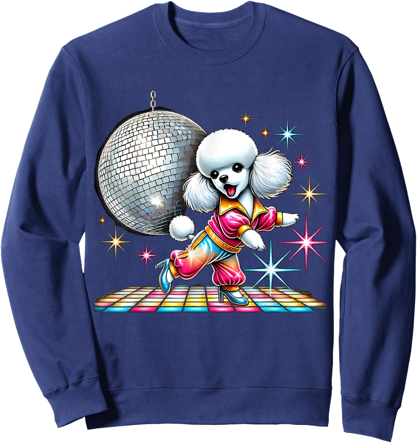 Aesthetic Toy Poodle Disco Sweatshirt - Sweatshirt | Navy