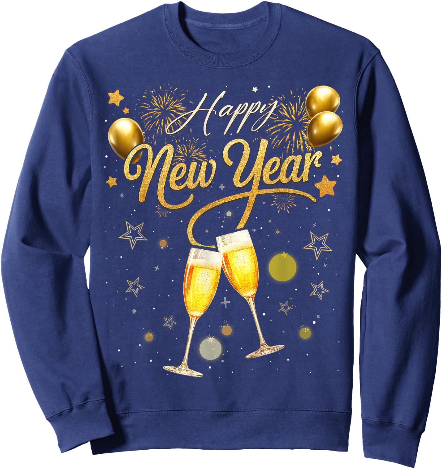 New Years Eve Party Supplies 2026 Happy New Year Fireworks Sweatshirt - Sweatshirt | Navy