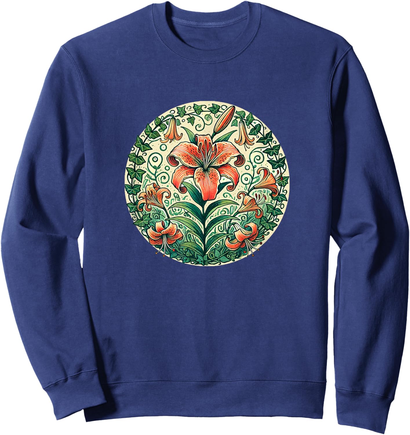 Tigerlilies Tiger Lily Flower Illustration Gardening Sweatshirt - Sweatshirt | Navy