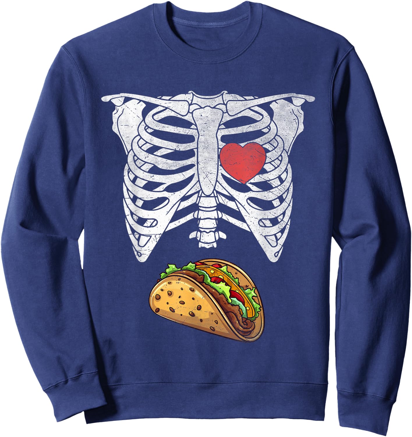 Halloween Dad Skeleton Tacos Funny Pregnancy Couple Sweatshirt - Sweatshirt | Navy