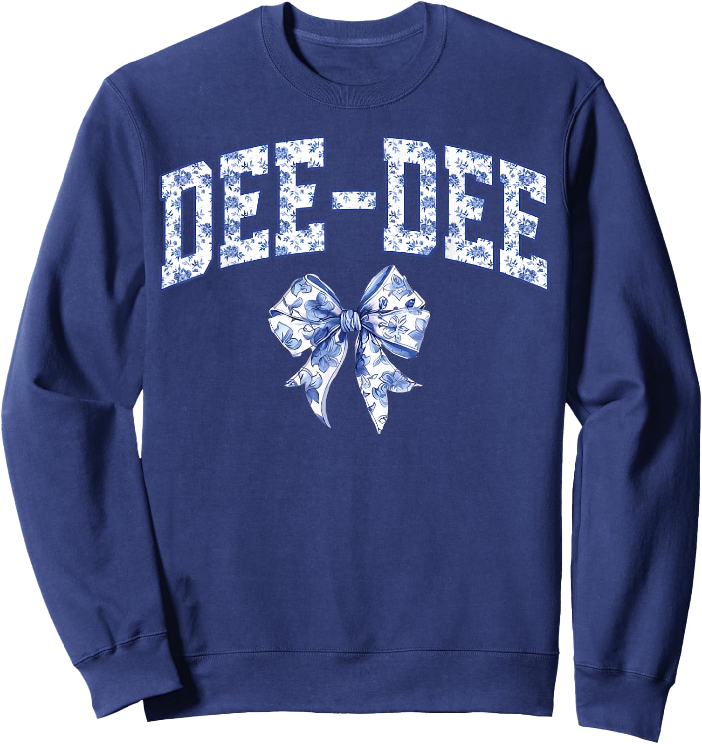 Dee-Dee Coquette Toile Blue Bow Floral Family Matching Sweatshirt - Sweatshirt | Navy