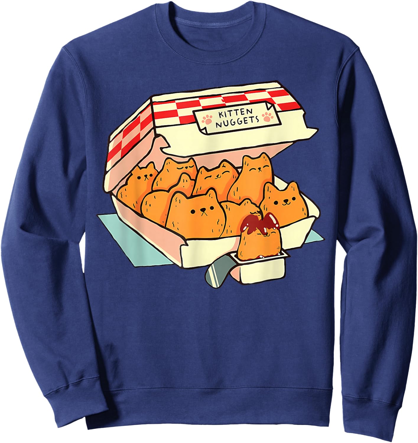 Kitten Nuggets Food Pun Cat Lover Gift Chicken Nuggets Sweatshirt - Sweatshirt | Navy