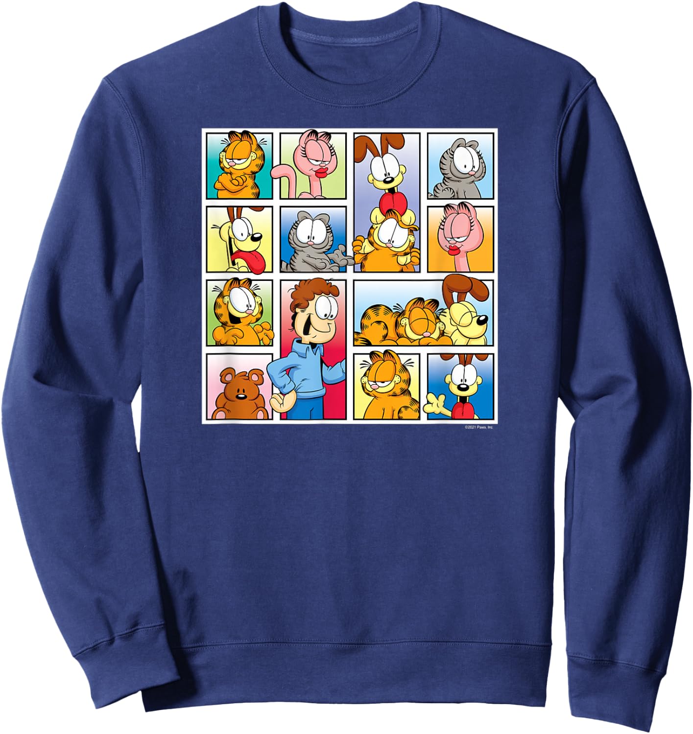 Garfield - Jon, Odie, Arlene, Nermal Friends Grid Sweatshirt - Sweatshirt | Navy