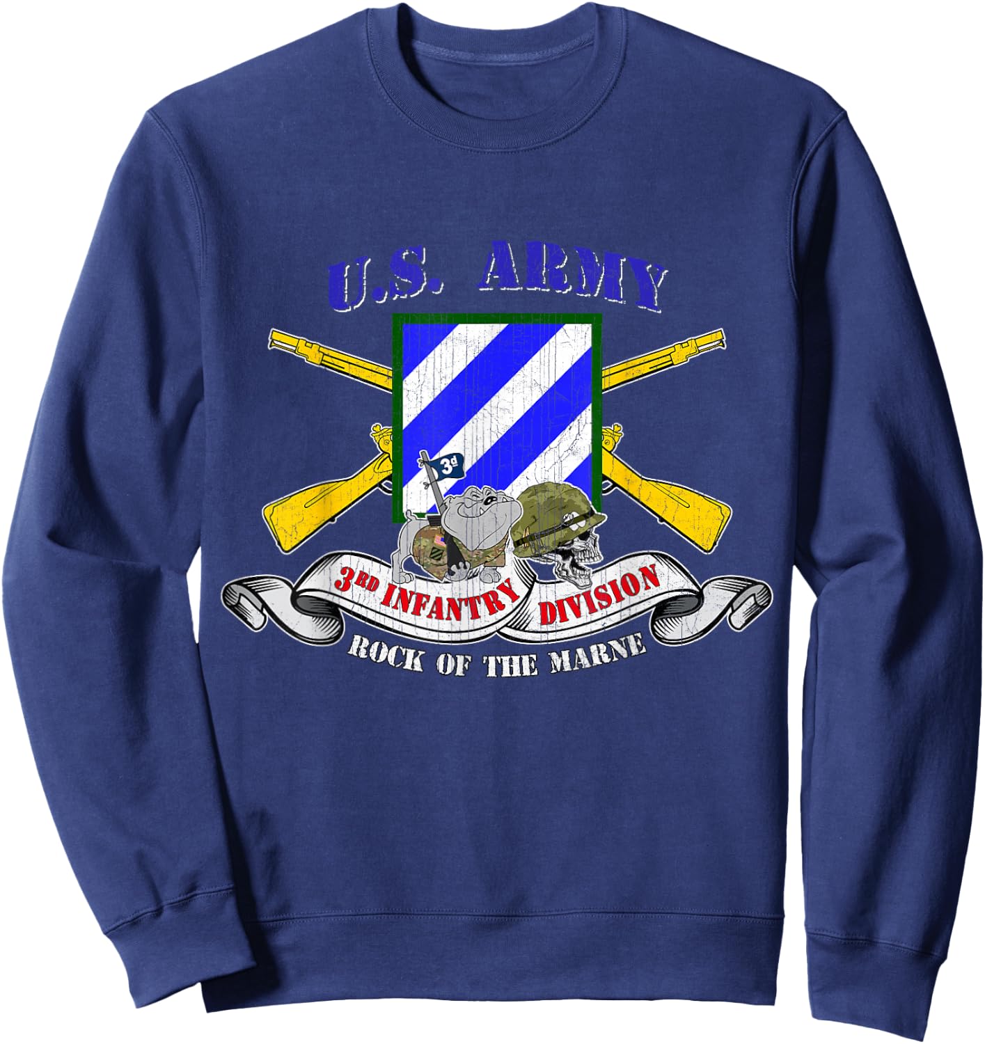 3rd Infantry Division 3rd ID Rock of the Marne Fort Stewart Sweatshirt - Sweatshirt | Navy