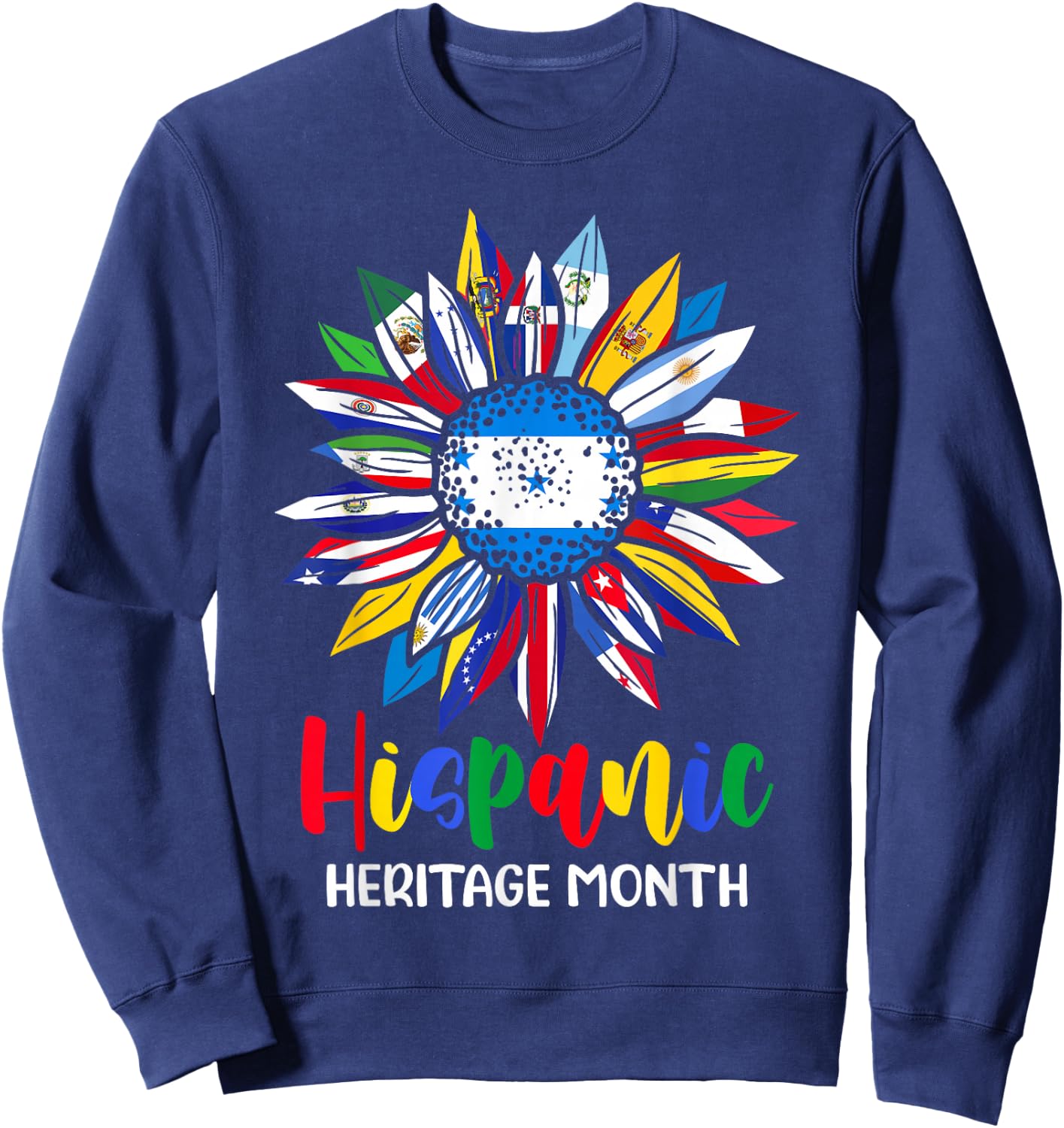 Hispanic Heritage Month Honduras Flag Sunflower Latino Flags Sweatshirt - Sweatshirt | Navy