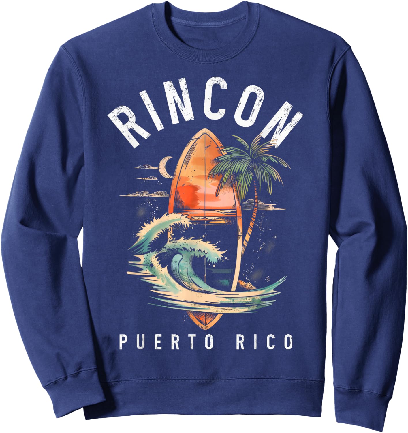 Rincon Puerto Rico Boricua Surf Vintage Surfing Surfer Sweatshirt - Sweatshirt | Navy