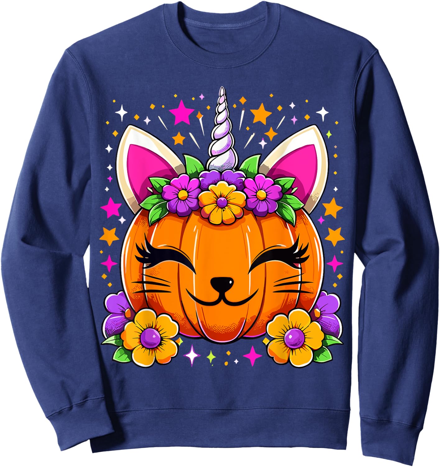 Halloween Unicorn Pumpkin Girls Costume Sweatshirt - Sweatshirt | Navy