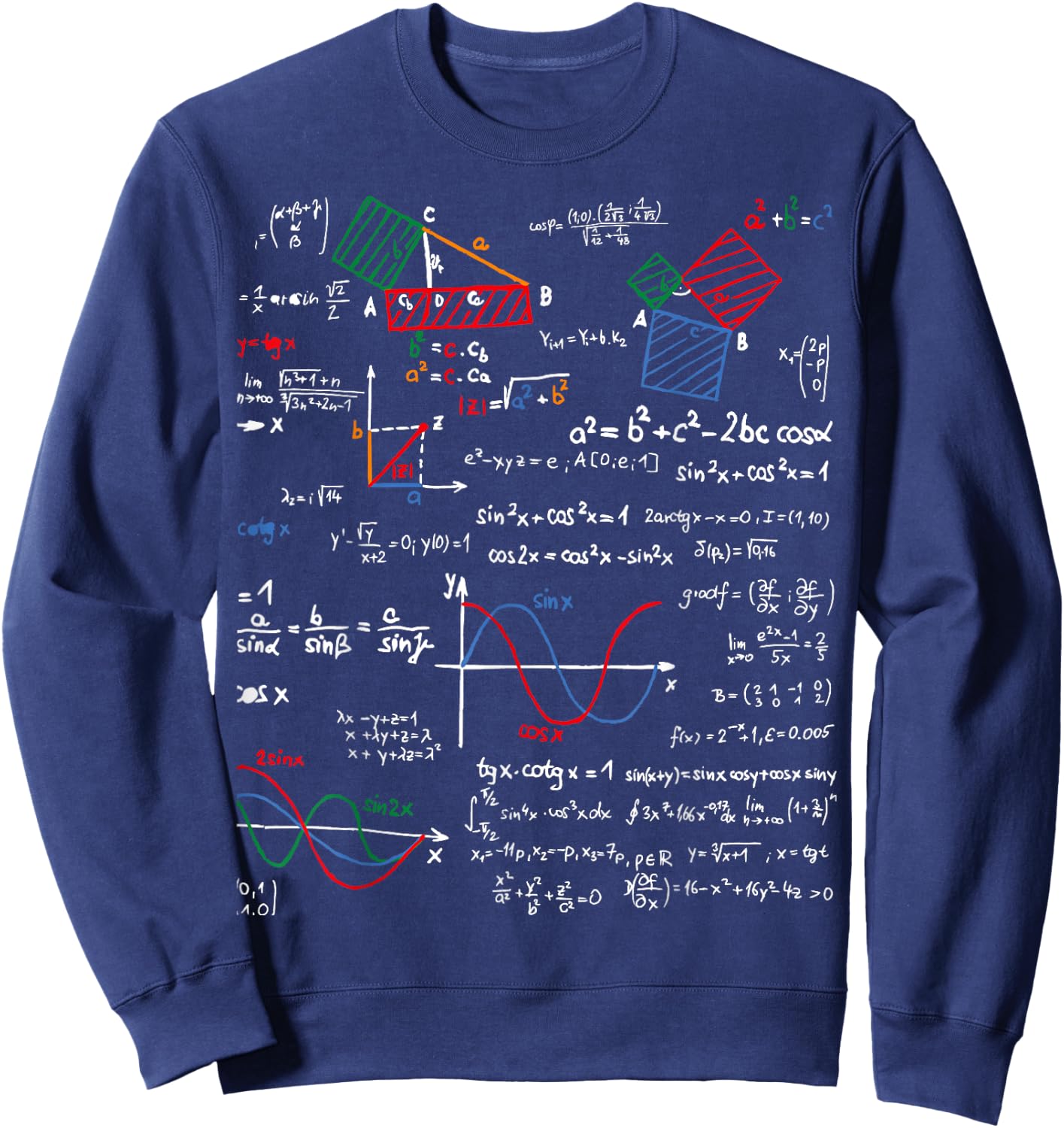 Math Teacher Formulas Cheat Sheet Cool Geek Nerd Women Kids Sweatshirt - Sweatshirt | Navy