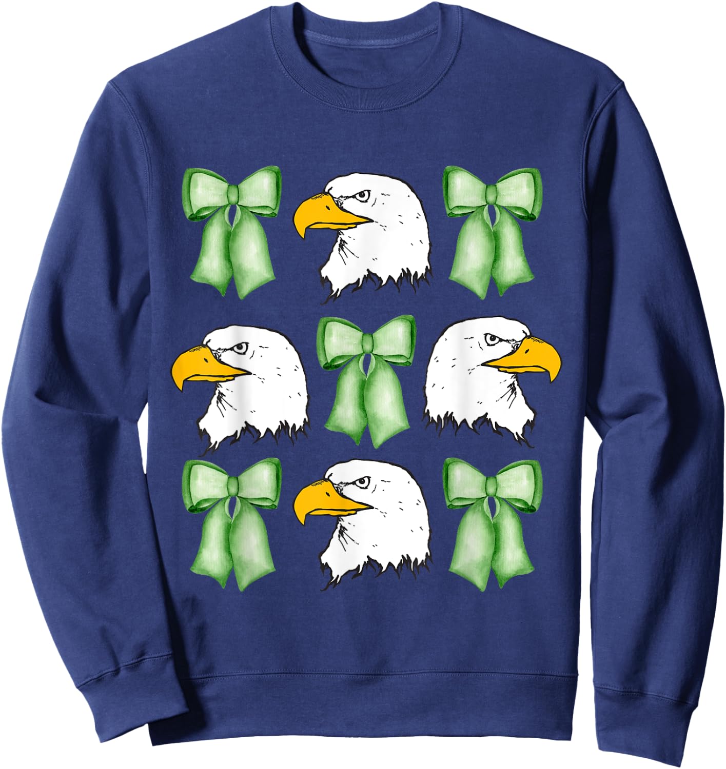 Coquette Green bows Eagle animal,Coquette with Eagle head Sweatshirt - Sweatshirt | Navy