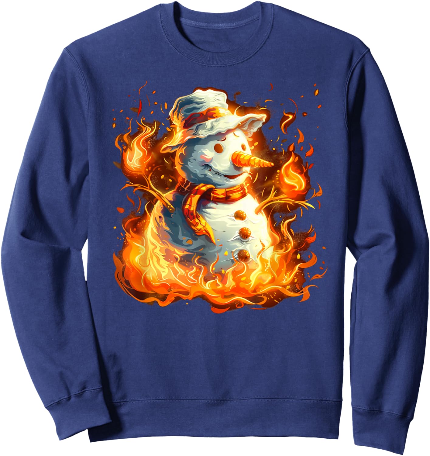 Funny burning Snowman Outfit for Winter Lovers Sweatshirt - Sweatshirt | Navy