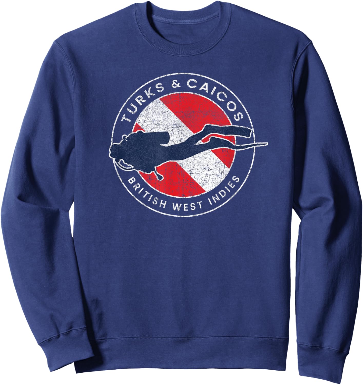 Turks and Caicos Islands Diving Flag Vacation Souvenir Sweatshirt - Sweatshirt | Navy