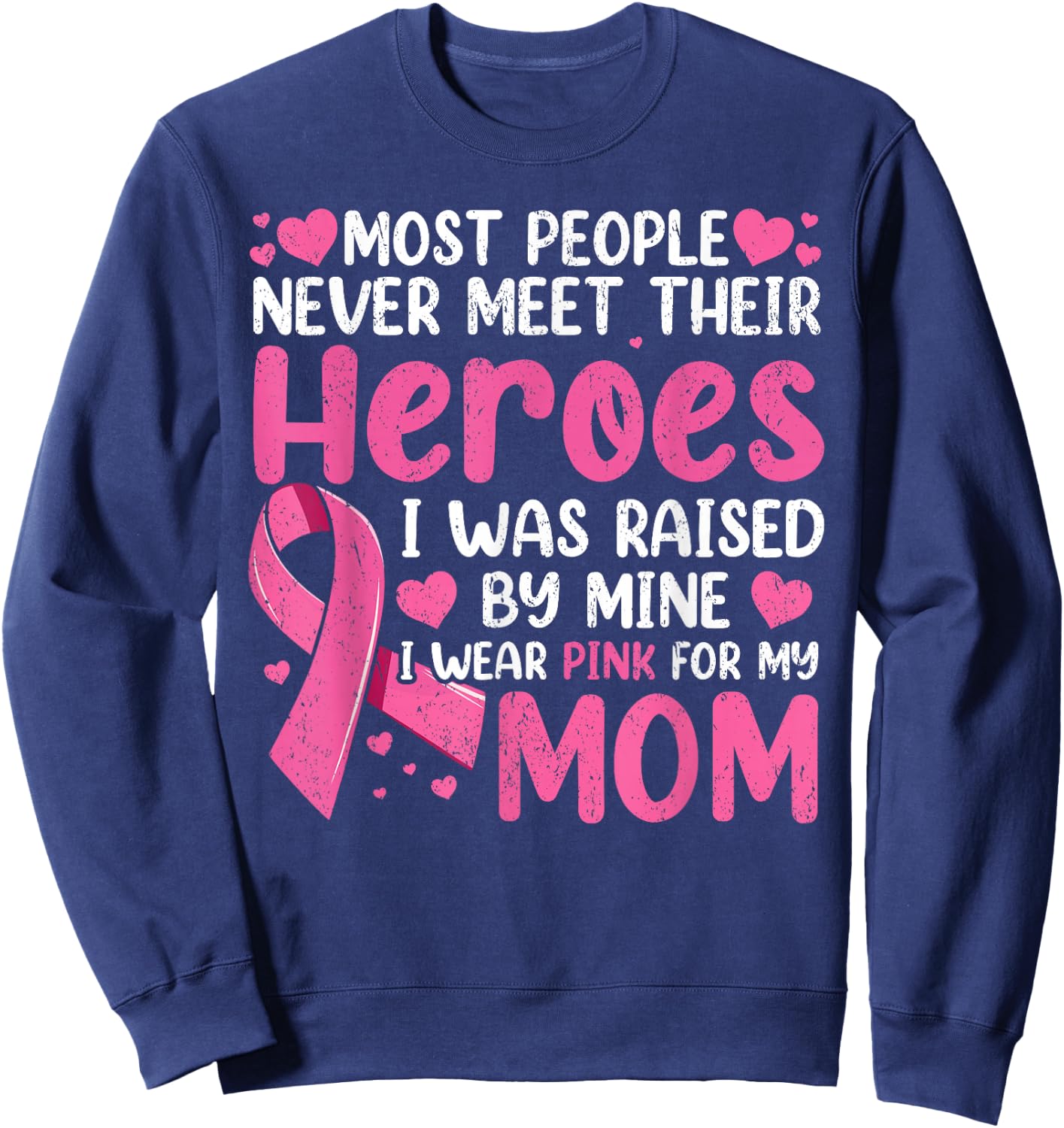 Vintage Breast Cancer Mom, Support Mother Pink Ribbon Women Sweatshirt - Sweatshirt | Navy