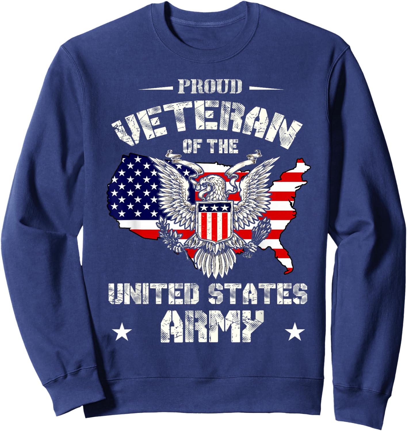 Proud Veteran of the US Army - USA Flag Soldier Veteran Sweatshirt - Sweatshirt | Navy