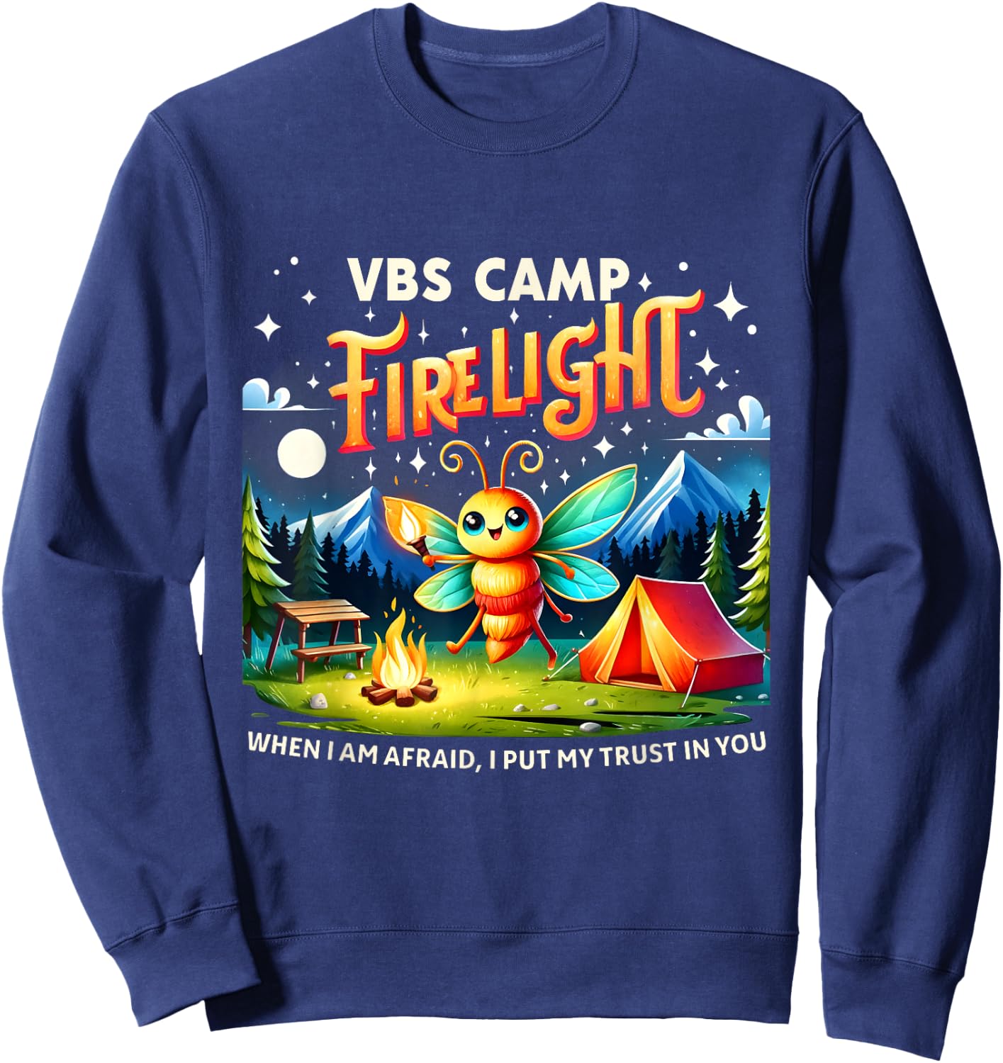 Vacation Bible School Camp Firelight VBS Camp Firework 2024 Sweatshirt - Sweatshirt | Navy