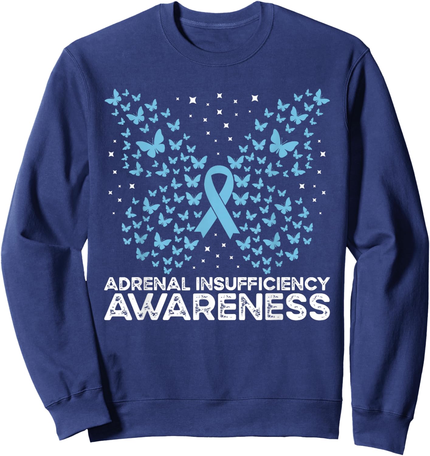 Adrenal Insufficiency Awareness Butterfly Sweatshirt - Sweatshirt | Navy