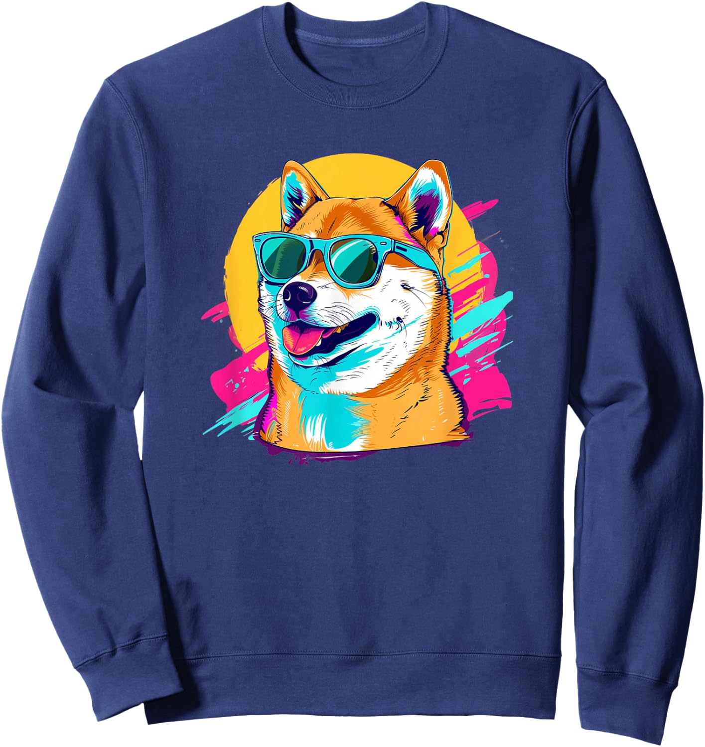 Doge Meme Lover Retro Vintage 80s Shiba Inu Sweatshirt - Sweatshirt | Navy
