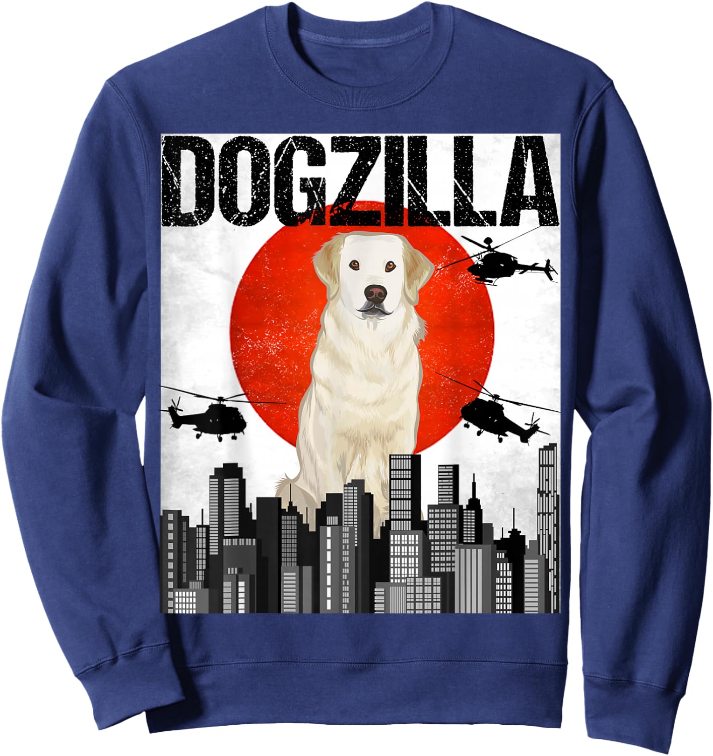 Chienzilla Dogzilla Japanese Kuvasz Sweatshirt - Sweatshirt | Navy