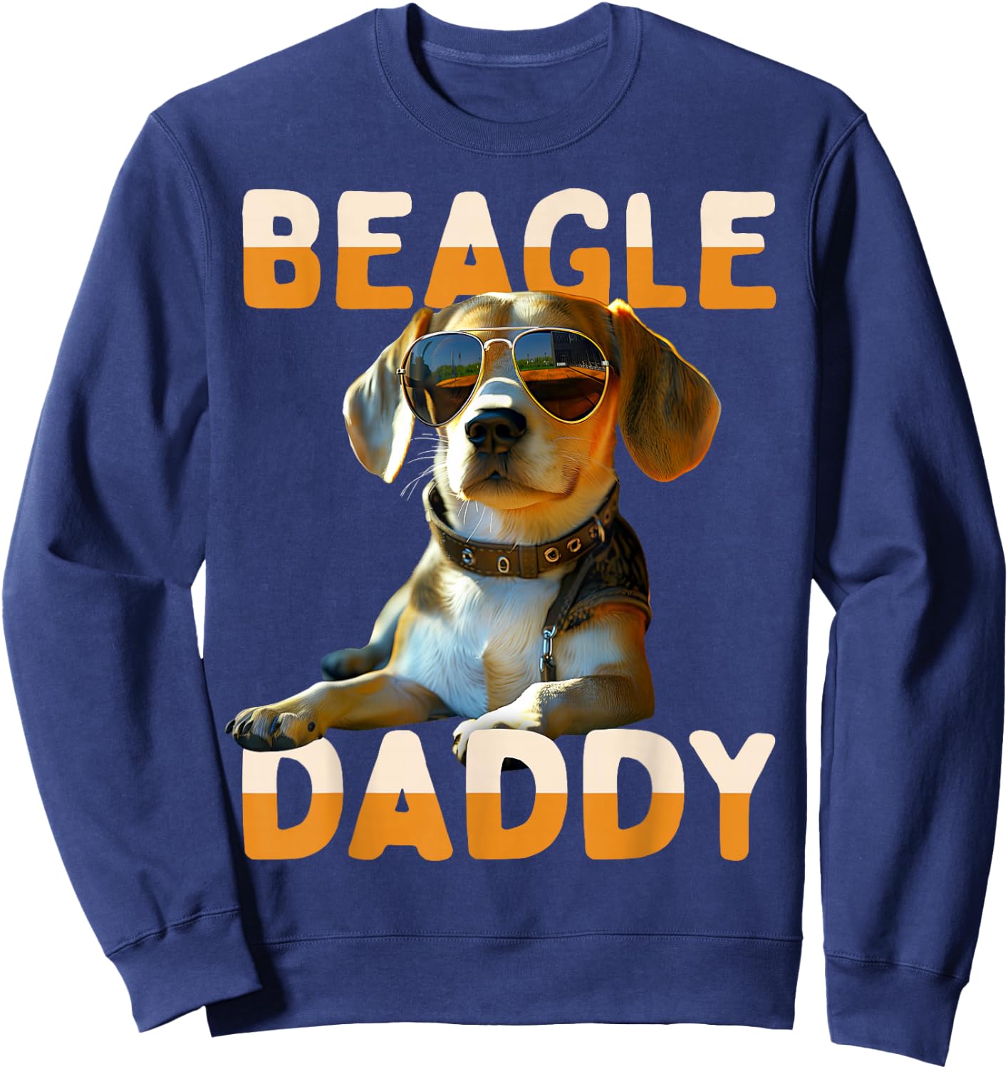 Beagle Daddy Father Papa Fathers Day English Beagles Dad Sweatshirt - Sweatshirt | Navy