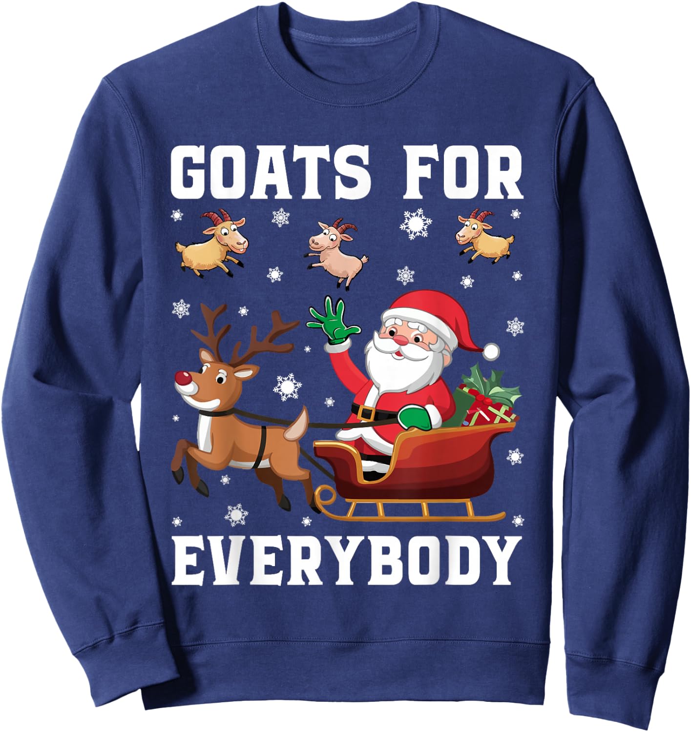 Goats For Everybody Santa Sleigh Funny Christmas Goat Lover Sweatshirt - Sweatshirt | Navy